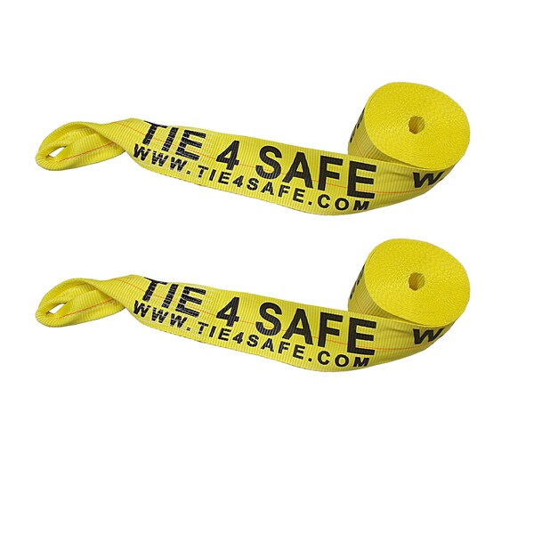 Tie 4 Safe 4 x 30' Winch Straps w/ Loop End, WLL- 5,400 lbs, PK2 TWS44-30-Y-2 - main